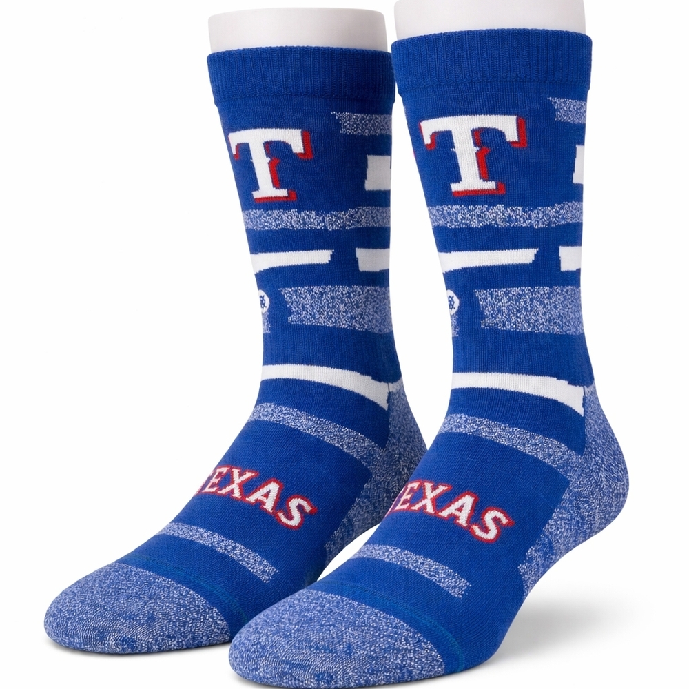 Stance Blue Texas Rangers Men's Socks, MLB, Size L 9-13 Combed Cotton Blend Crew